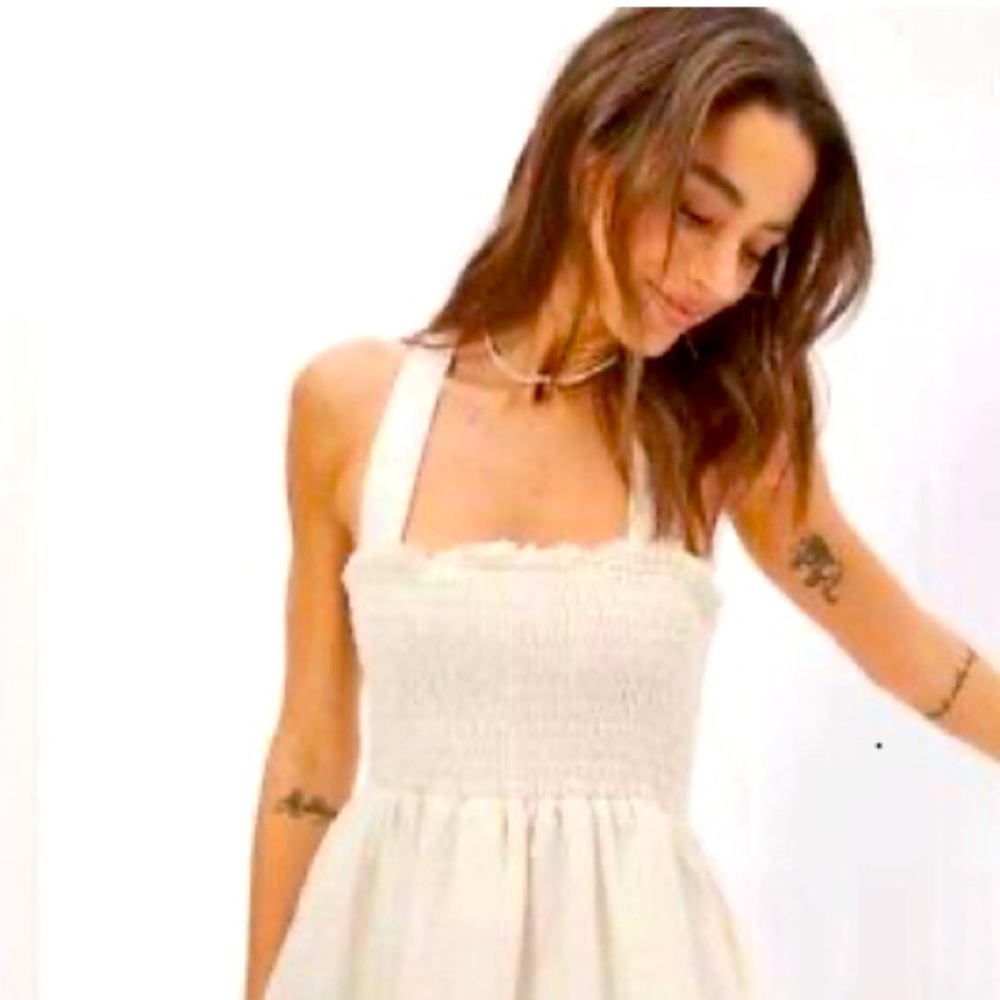American Eagle Cotton& Linen Cream Sundress Medium EUC